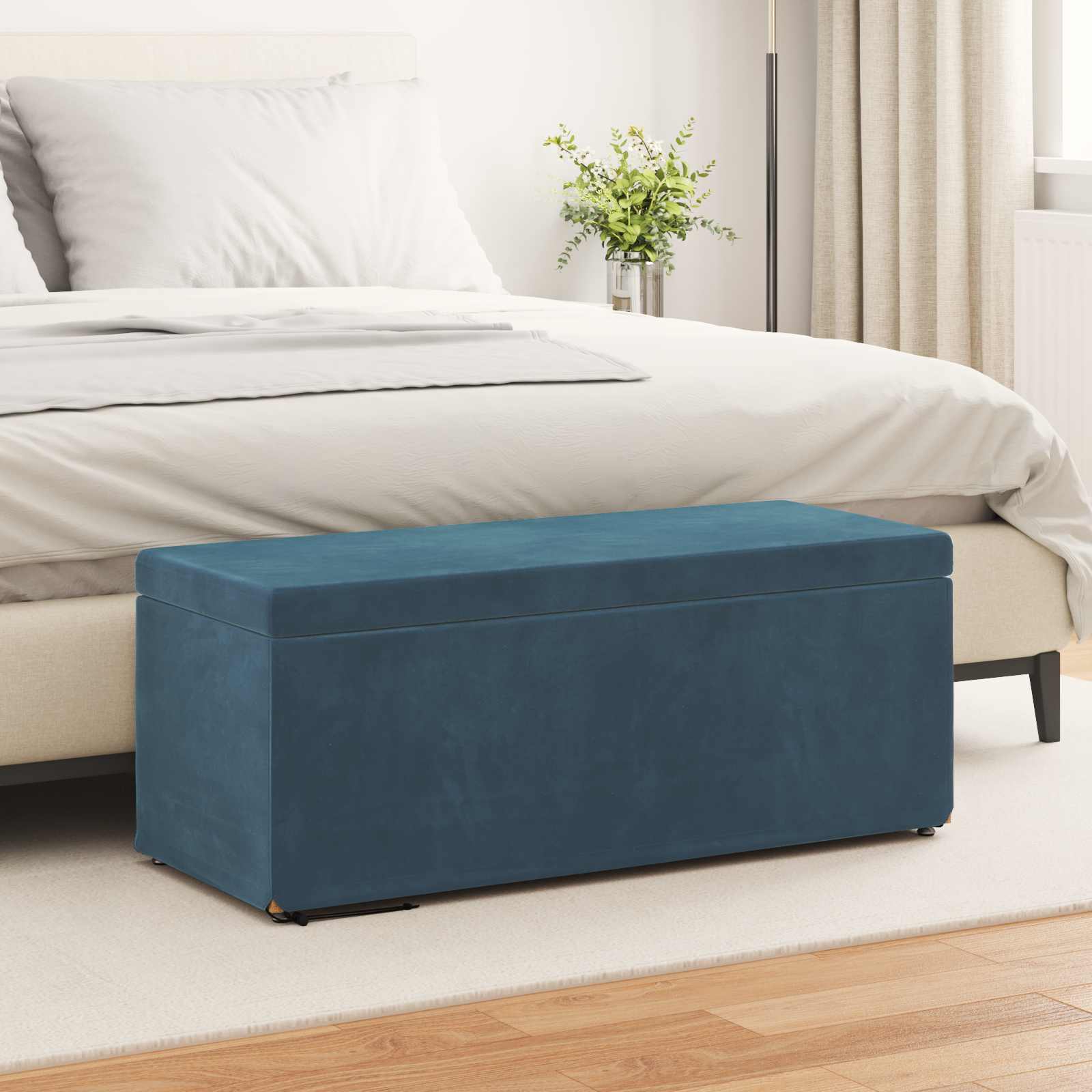 Pall Blå 101 x 41 x 40 cm Sammet och konstruerat trä