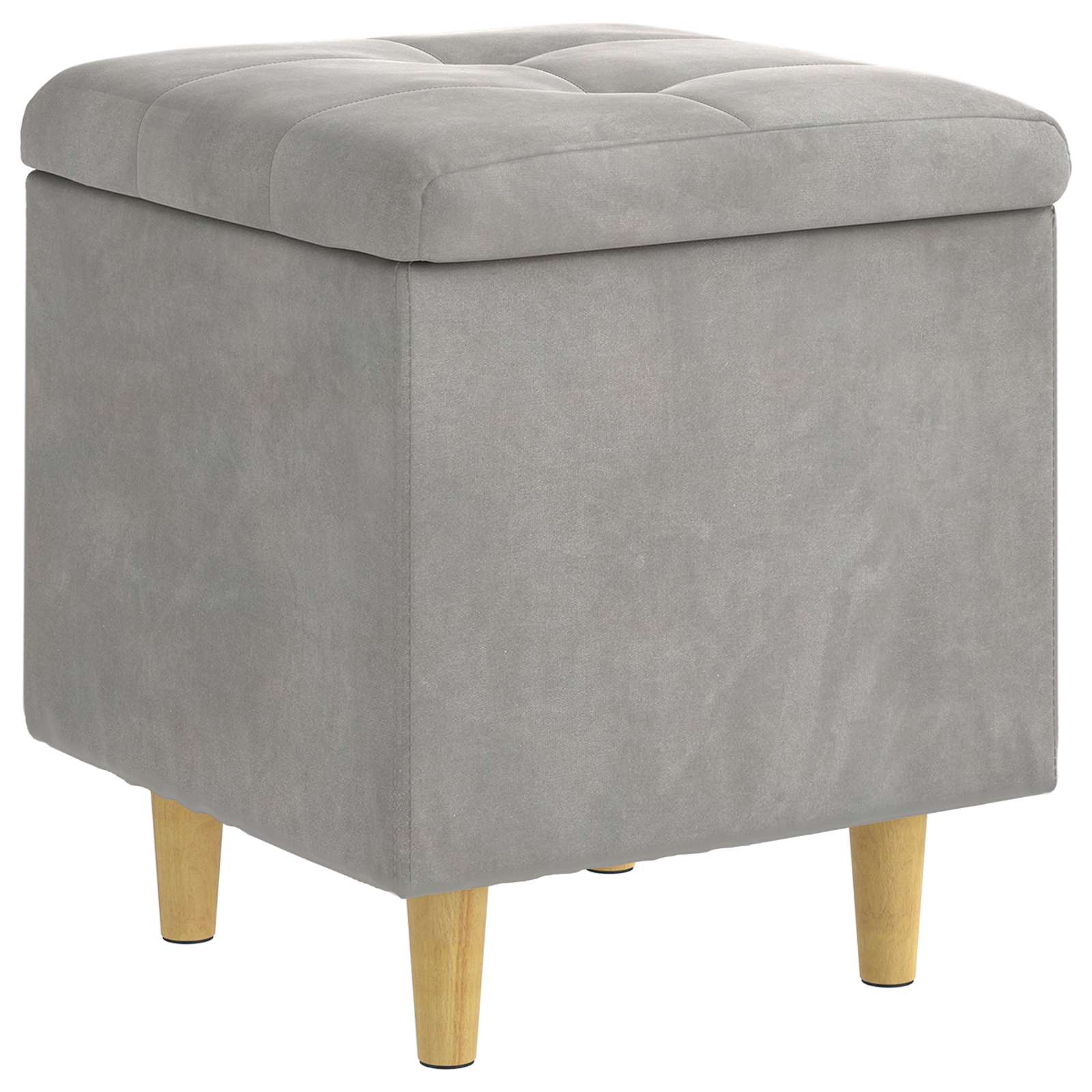 Ottoman med förvaring Ljusgrå 40 x 40 x 45 cm Sammet