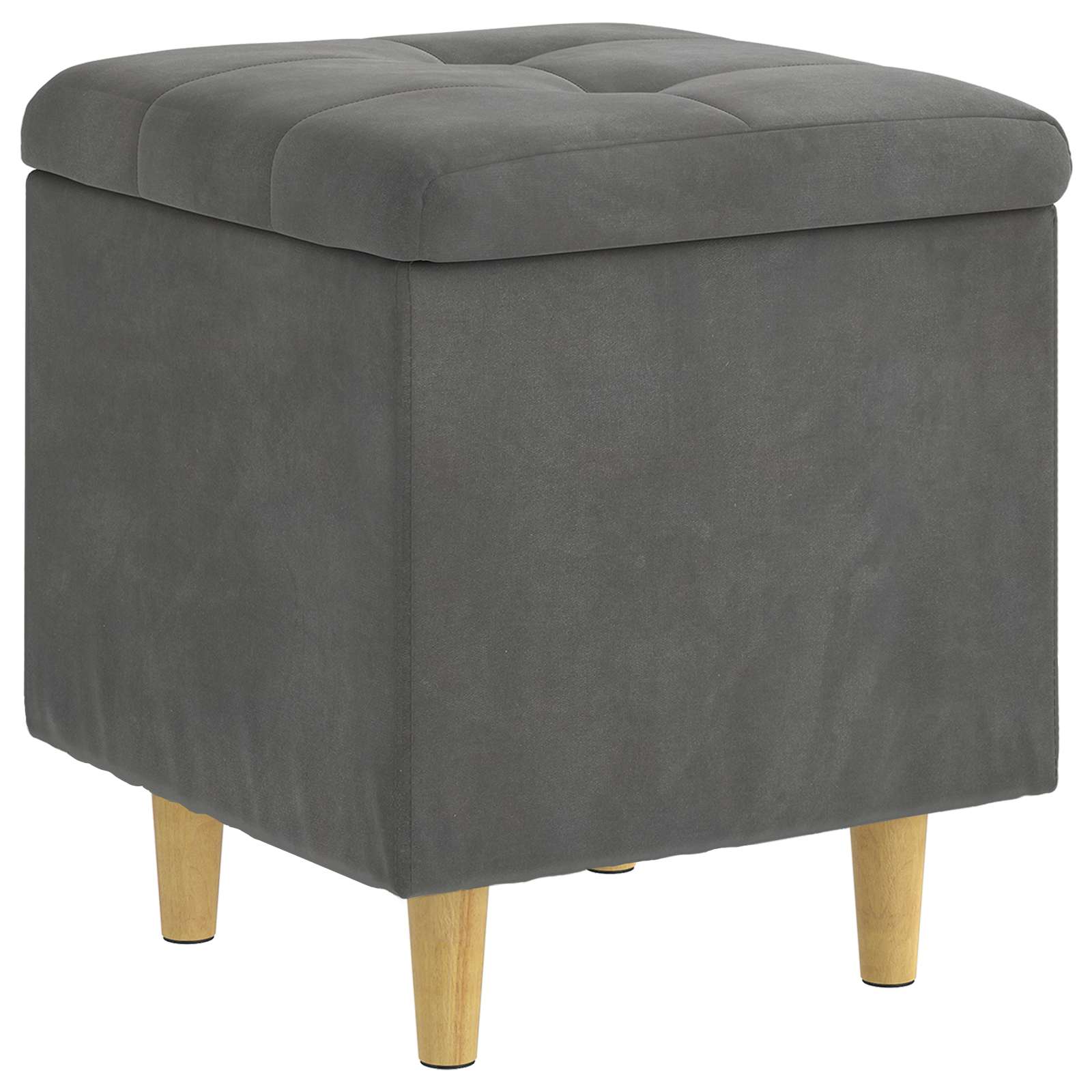 Ottoman med förvaring Mörkgrå 40 x 40 x 45 cm Sammet