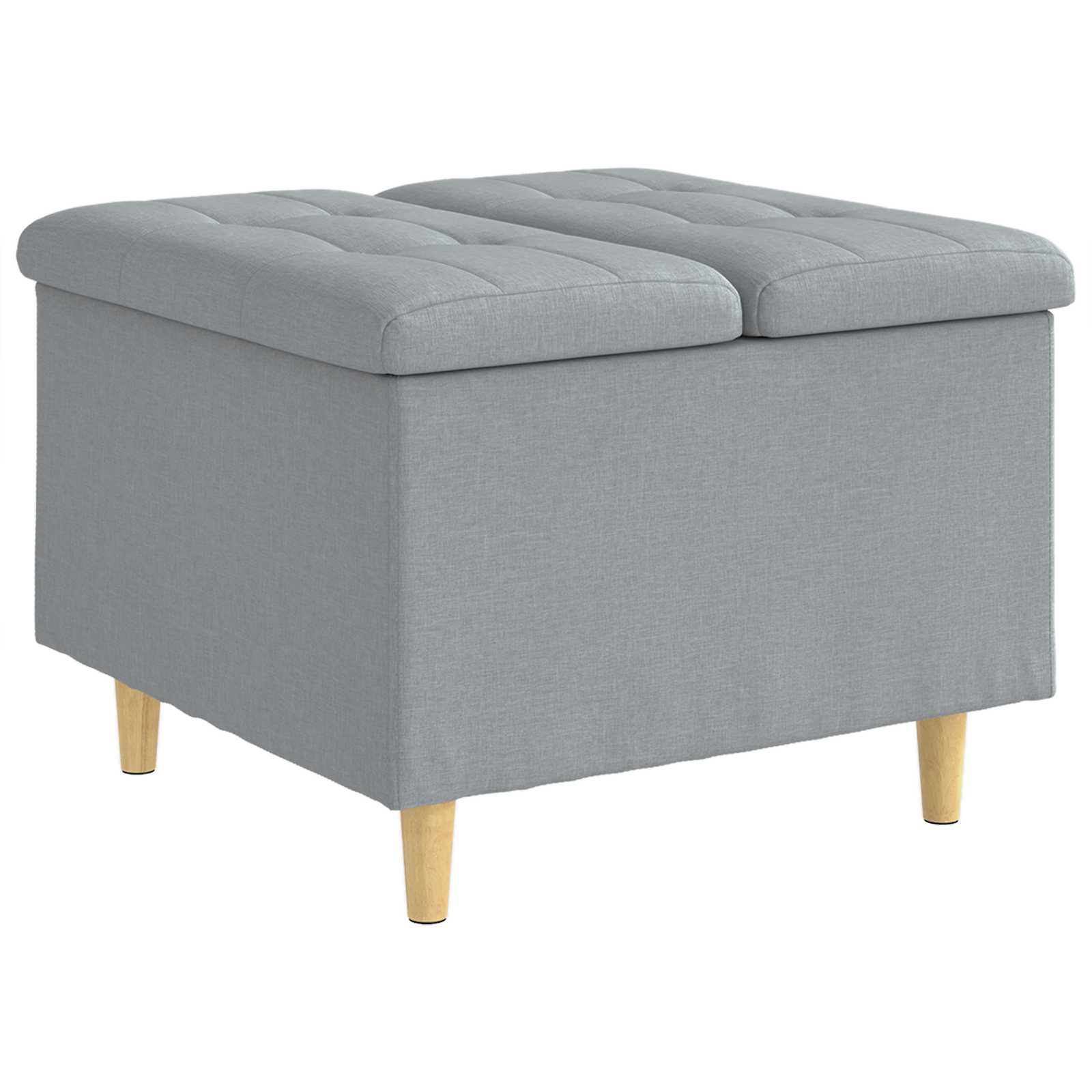 Ottoman med förvaring Ljusgrå 60 x 60 x 45 cm tyg