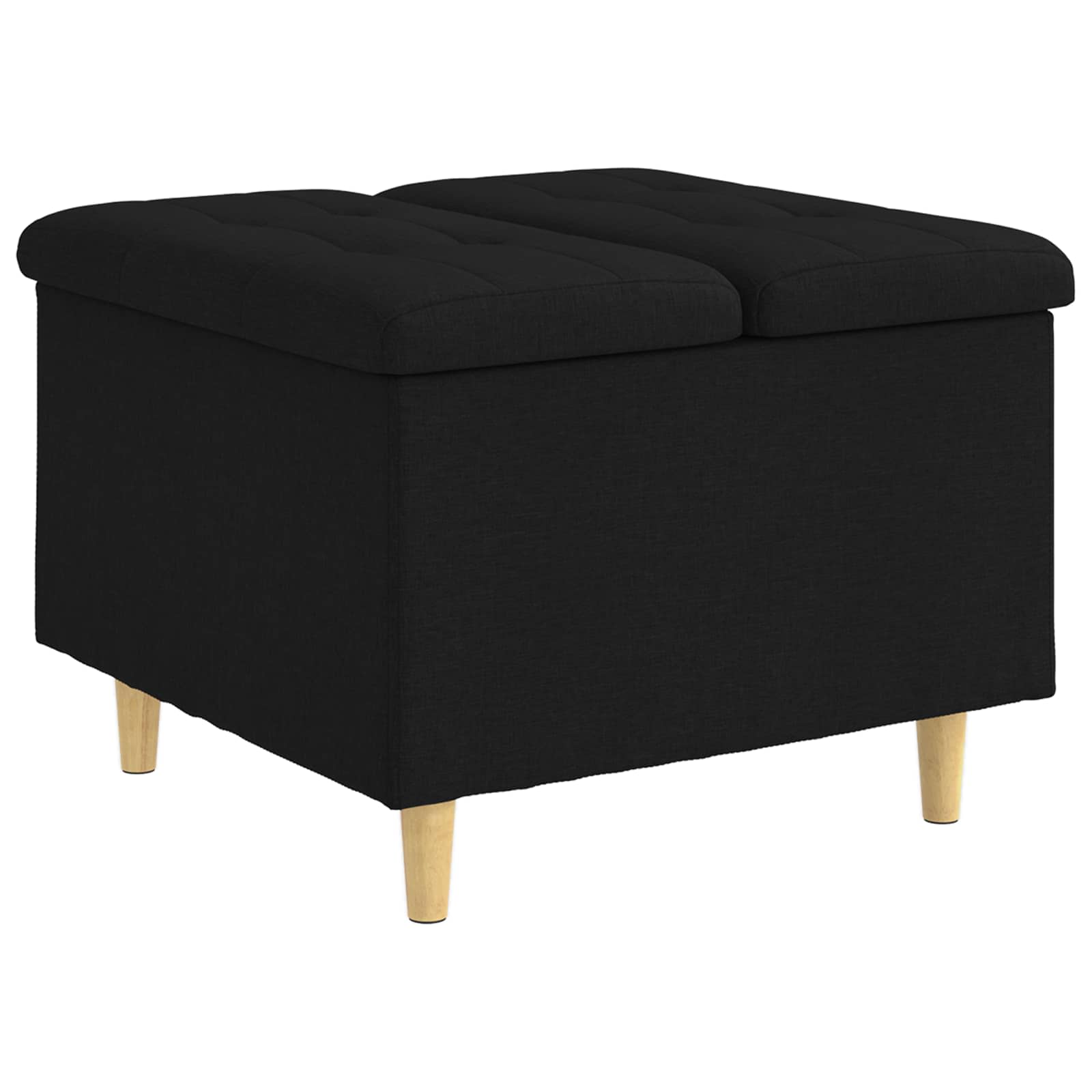 Ottoman med förvaring Svart 60 x 60 x 45 cm tyg