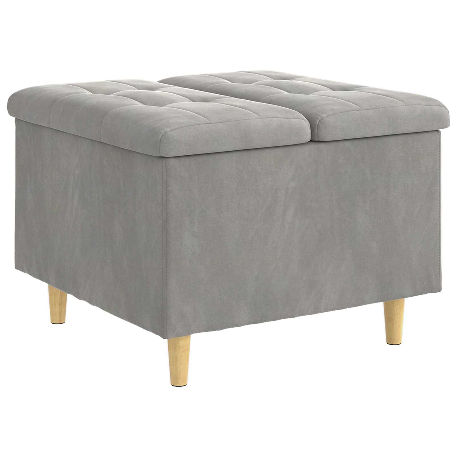 Ottoman med förvaring Ljusgrå 60 x 60 x 45 cm Sammet