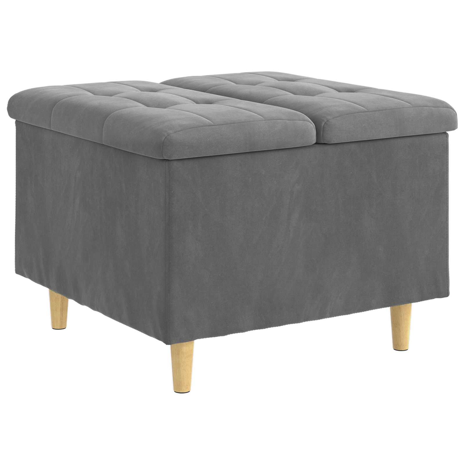 Ottoman med förvaring Mörkgrå 60 x 60 x 45 cm Sammet