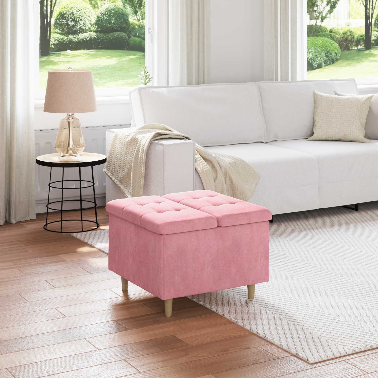 Ottoman med förvaring Rosa 60 x 60 x 45 cm Sammet