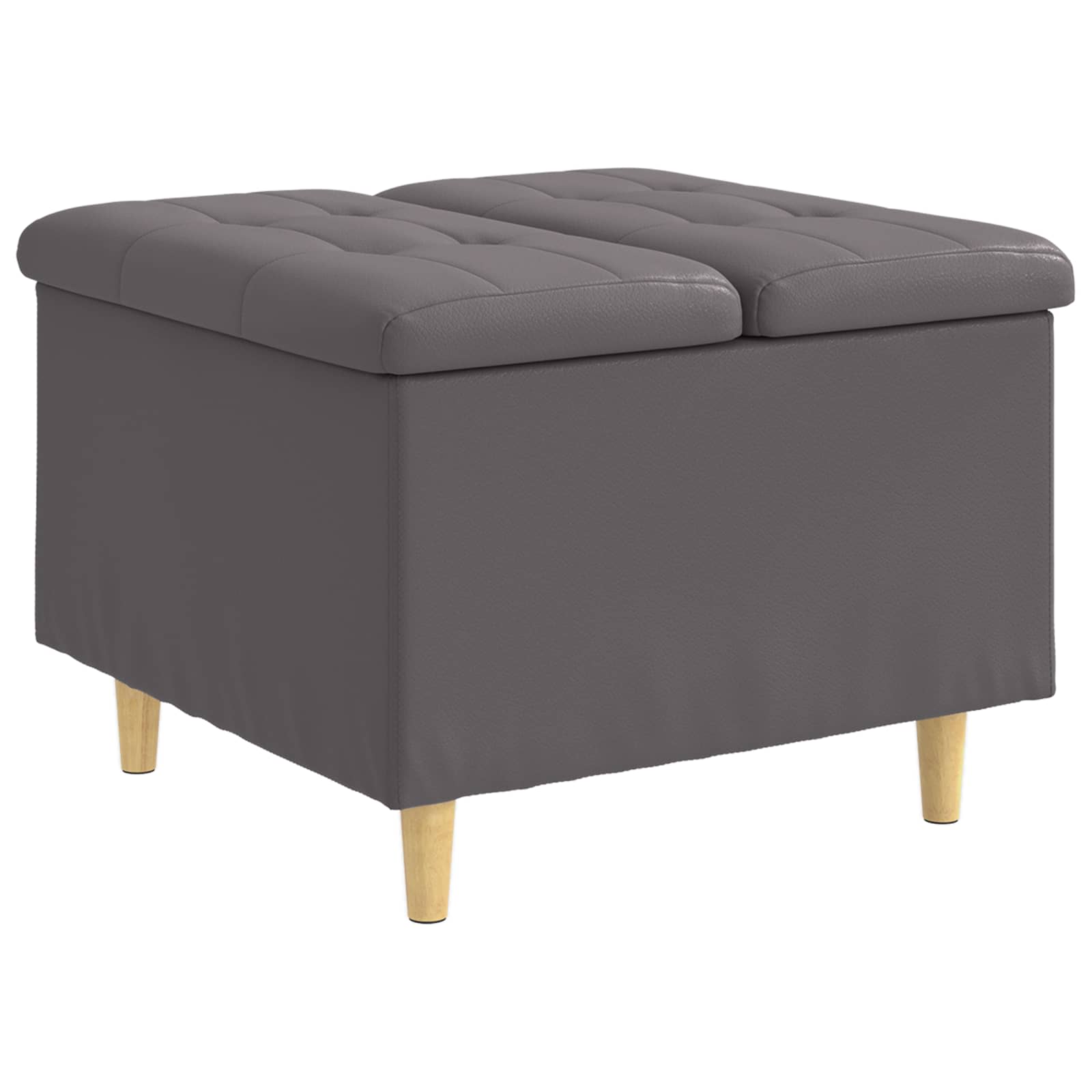 Ottoman med förvaring Grå 60 x 60 x 45 cm Konstläder