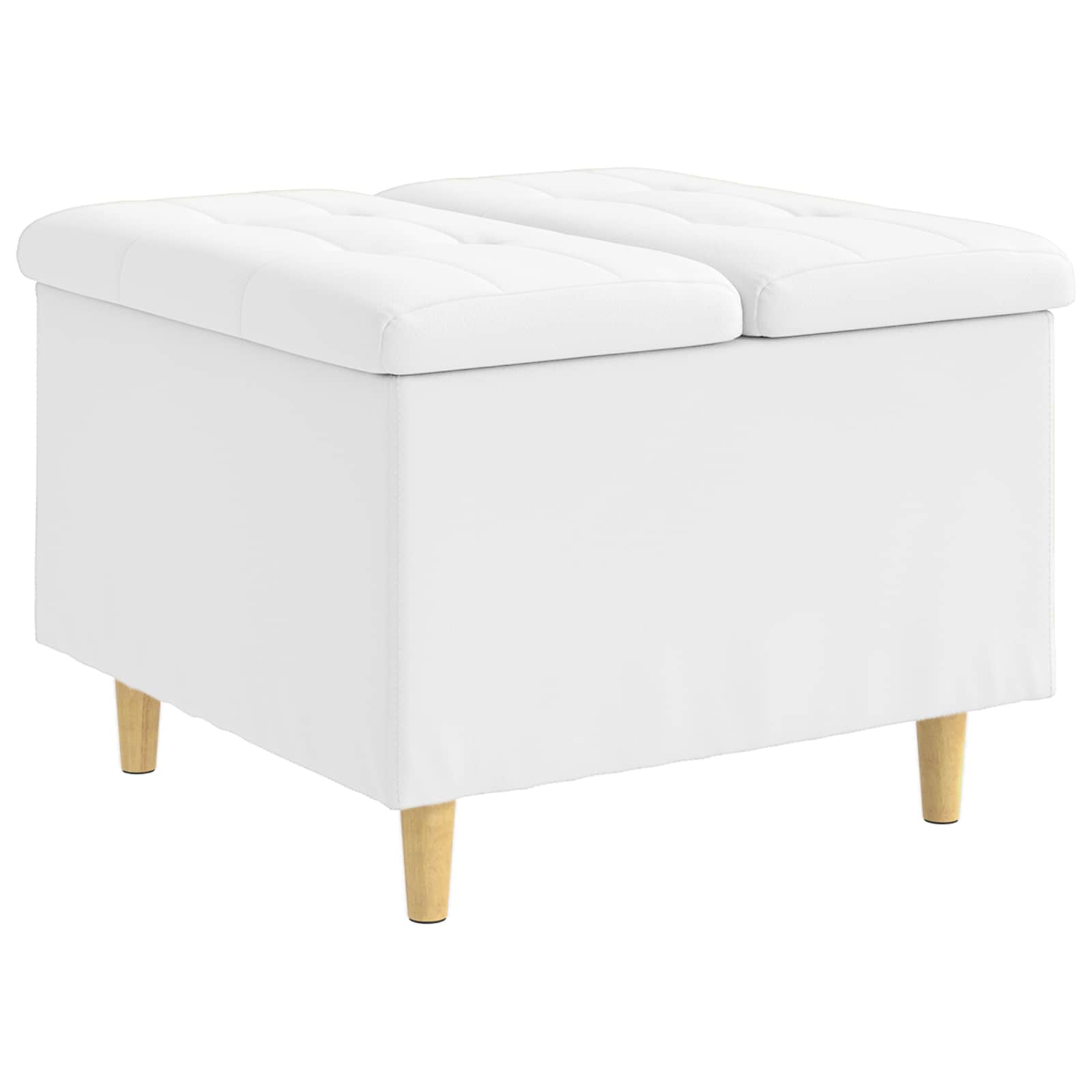 Ottoman med förvaring Vit 60 x 60 x 45 cm Konstläder