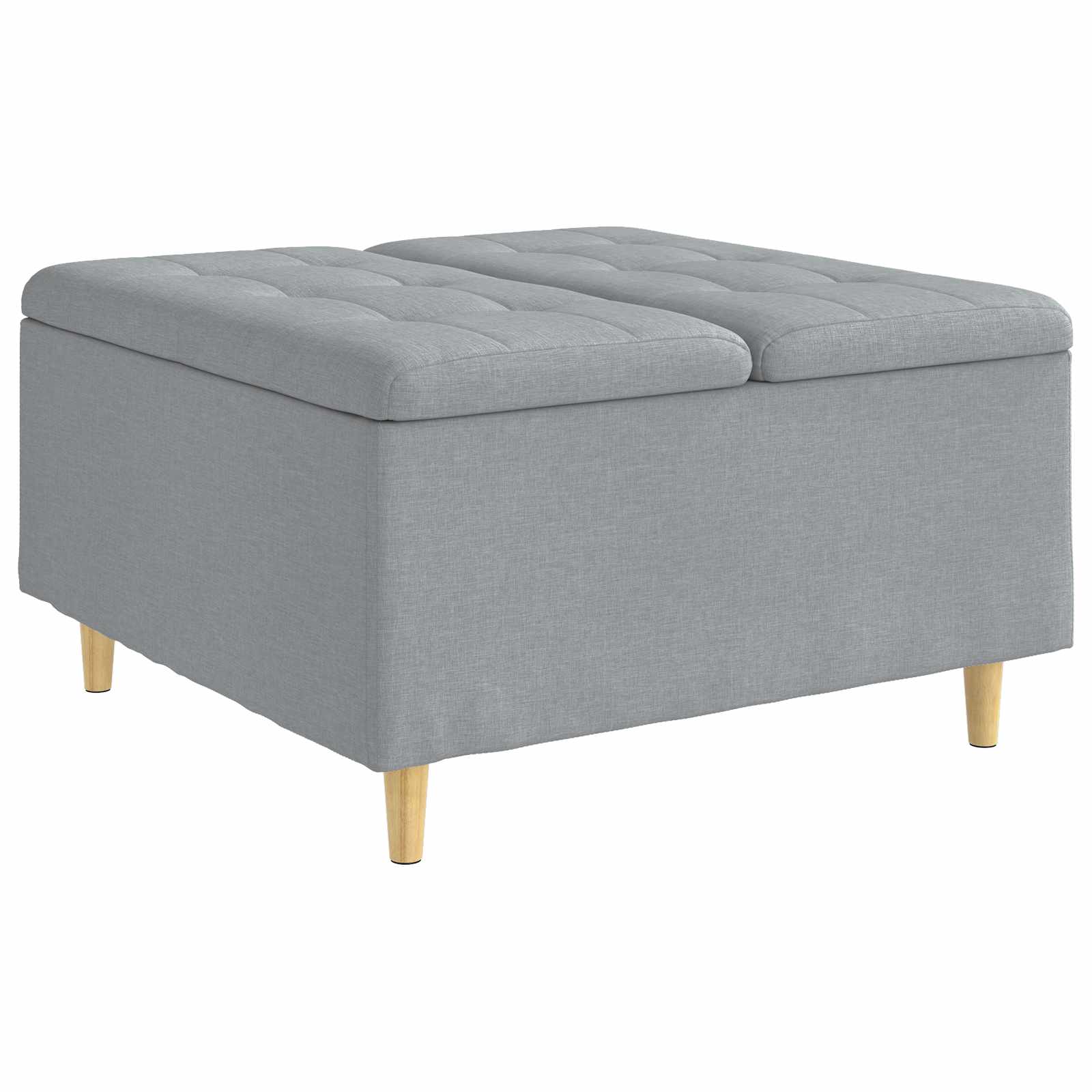 Ottoman med förvaring Ljusgrå 80 x 80 x 45 cm tyg