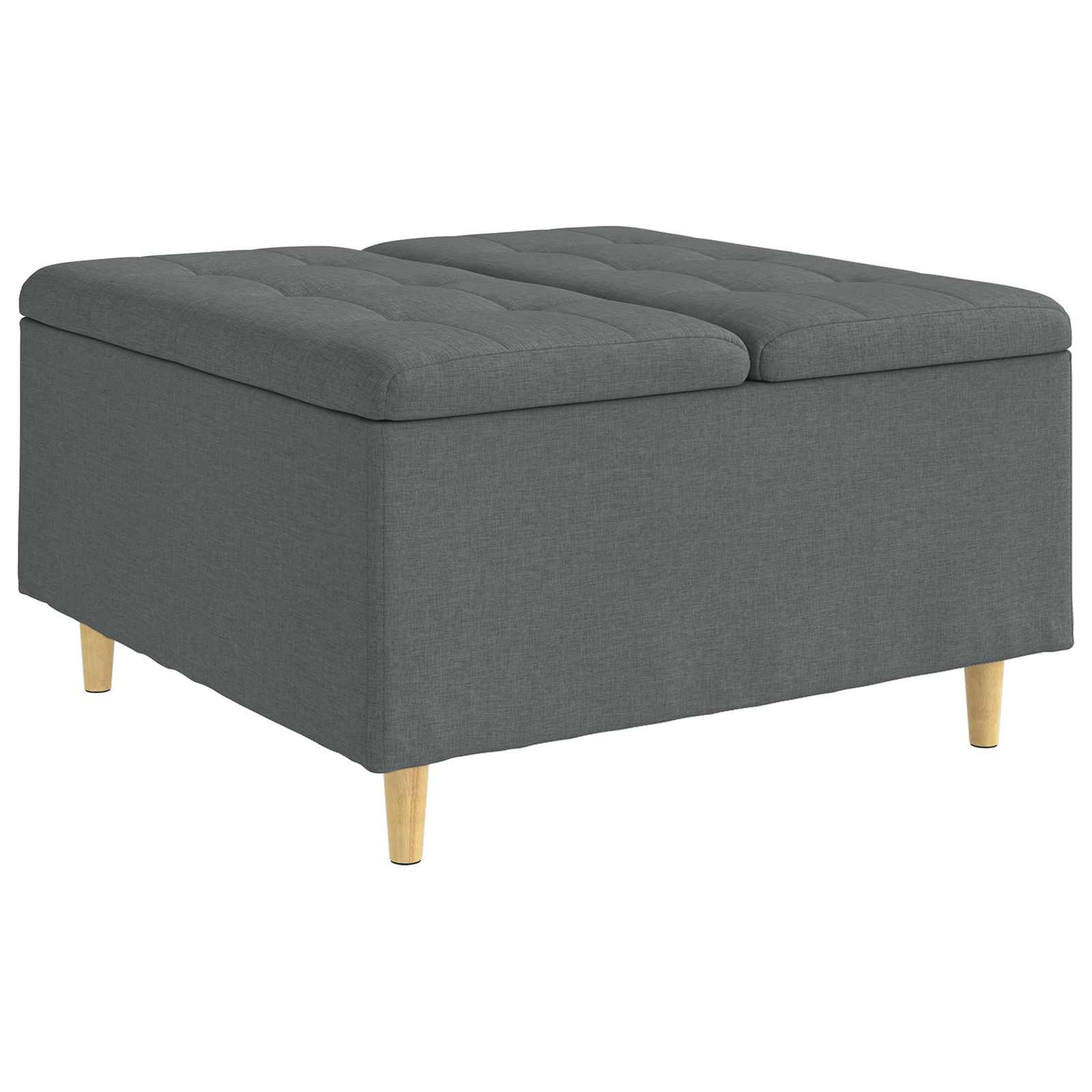 Ottoman med förvaring Mörkgrå 80 x 80 x 45 cm tyg