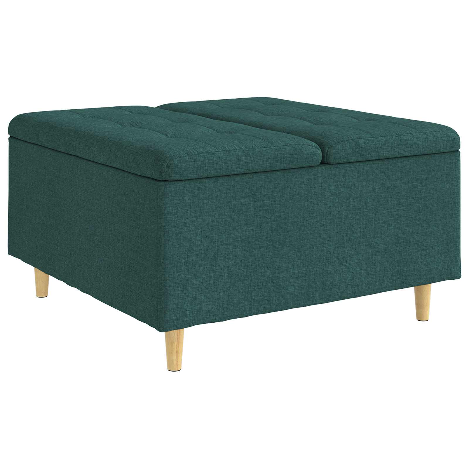 Ottoman med förvaring Mörkgrön 80 x 80 x 45 cm tyg