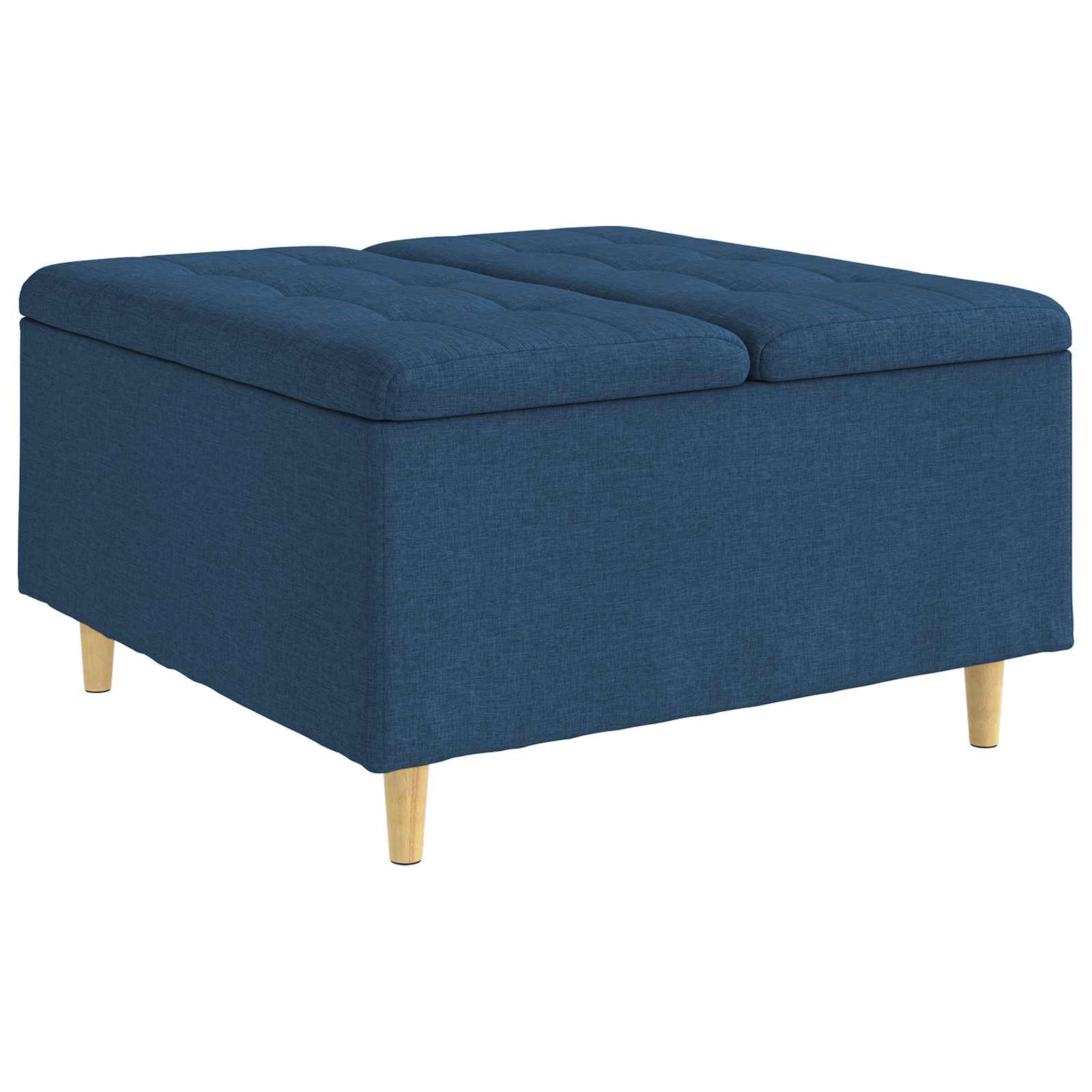 Ottoman med förvaring Blå 80 x 80 x 45 cm tyg