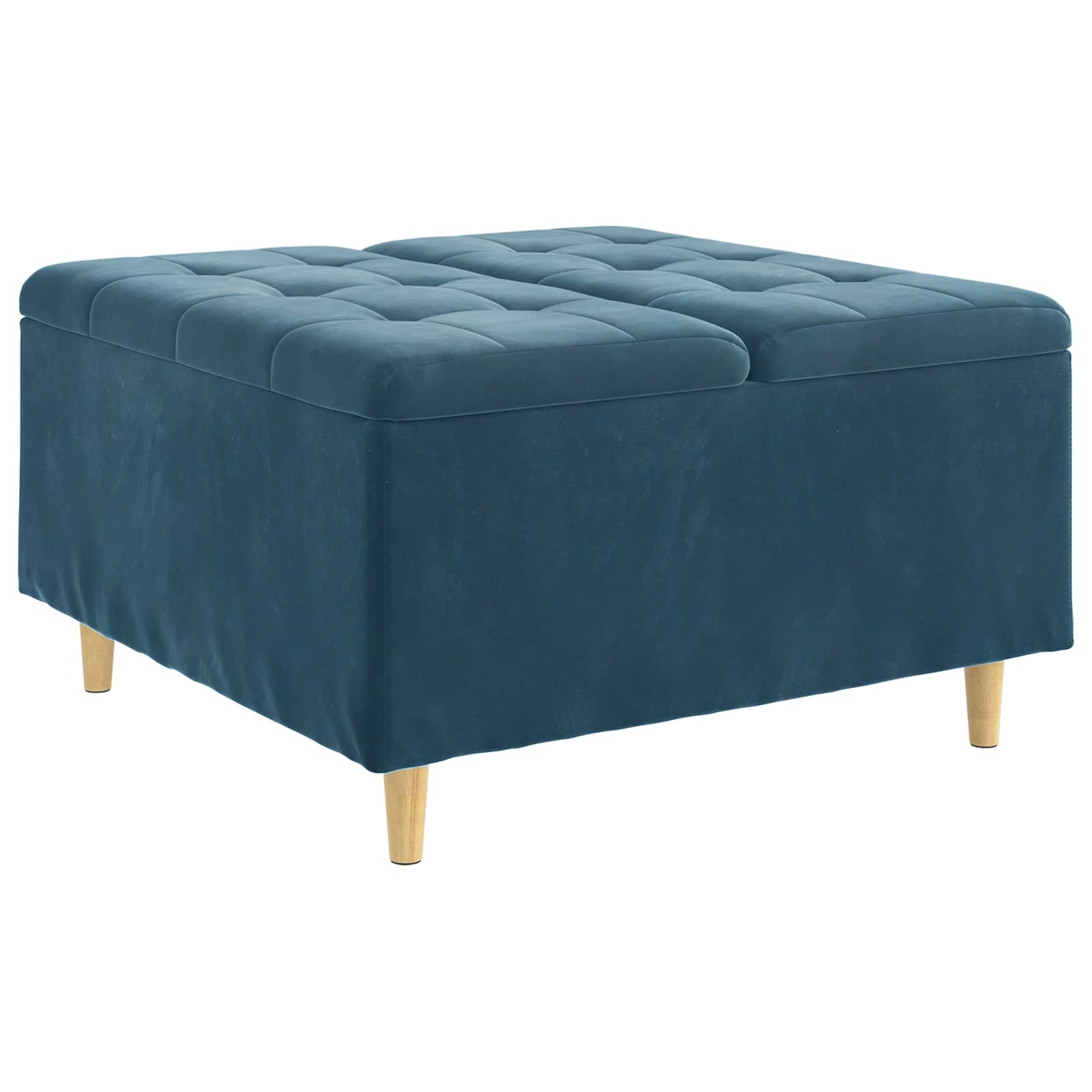 Ottoman med förvaring Blå 80 x 80 x 45 cm Sammet