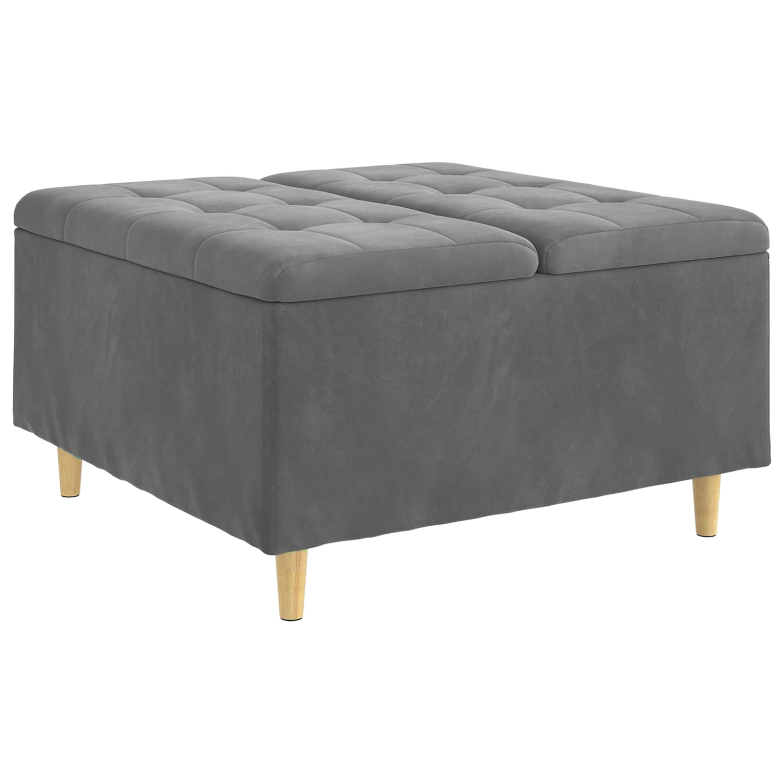 Ottoman med förvaring Mörkgrå 80 x 80 x 45 cm Sammet