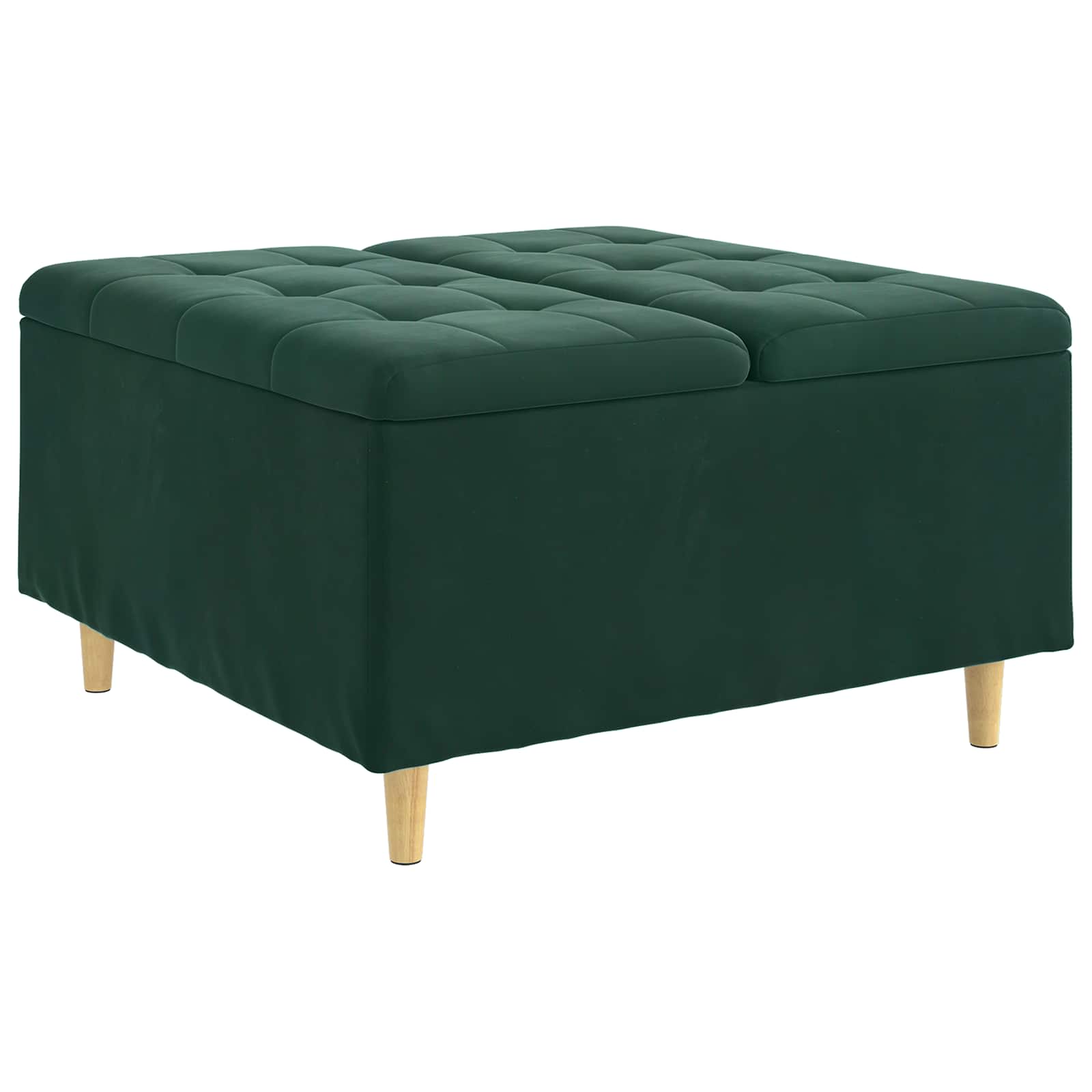 Ottoman med förvaring Mörkgrön 80 x 80 x 45 cm Sammet