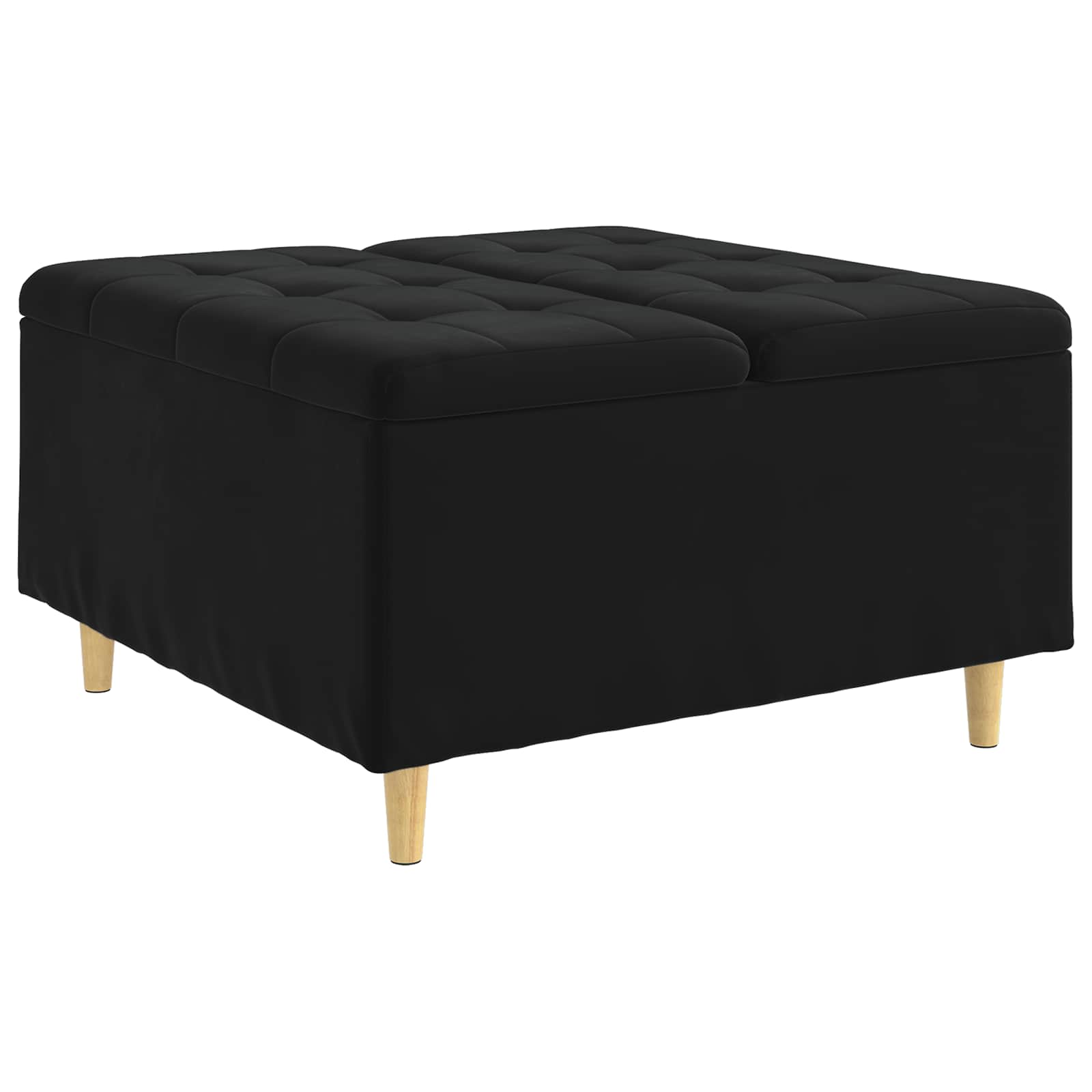 Ottoman med förvaring Svart 80 x 80 x 45 cm Sammet