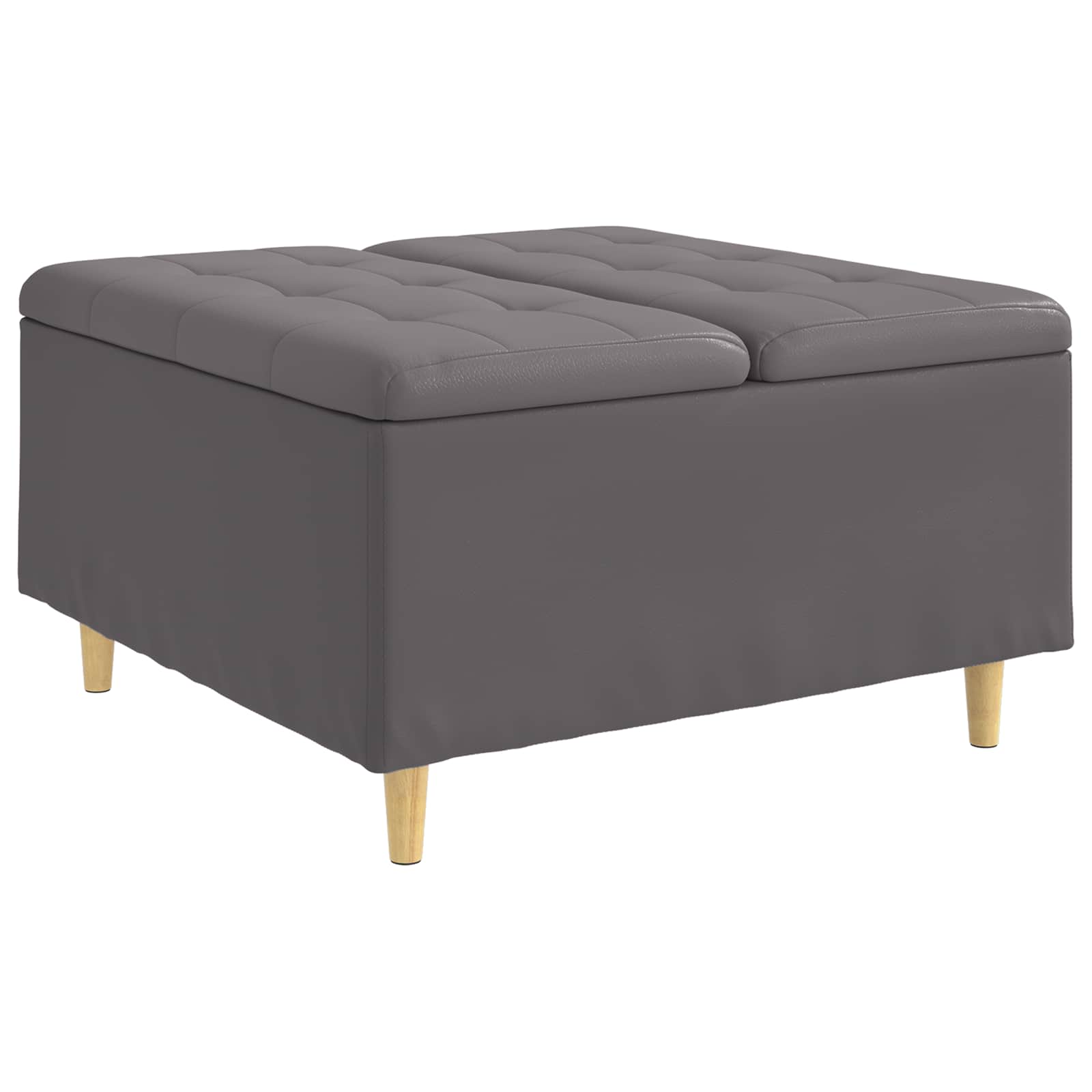 Ottoman med förvaring Grå 80 x 80 x 45 cm Konstläder