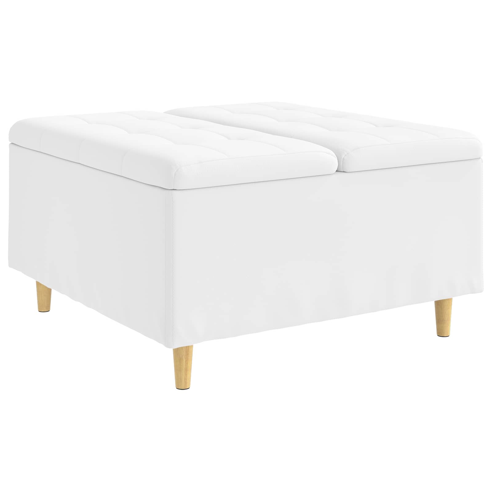 Ottoman med förvaring Vit 80 x 80 x 45 cm Konstläder