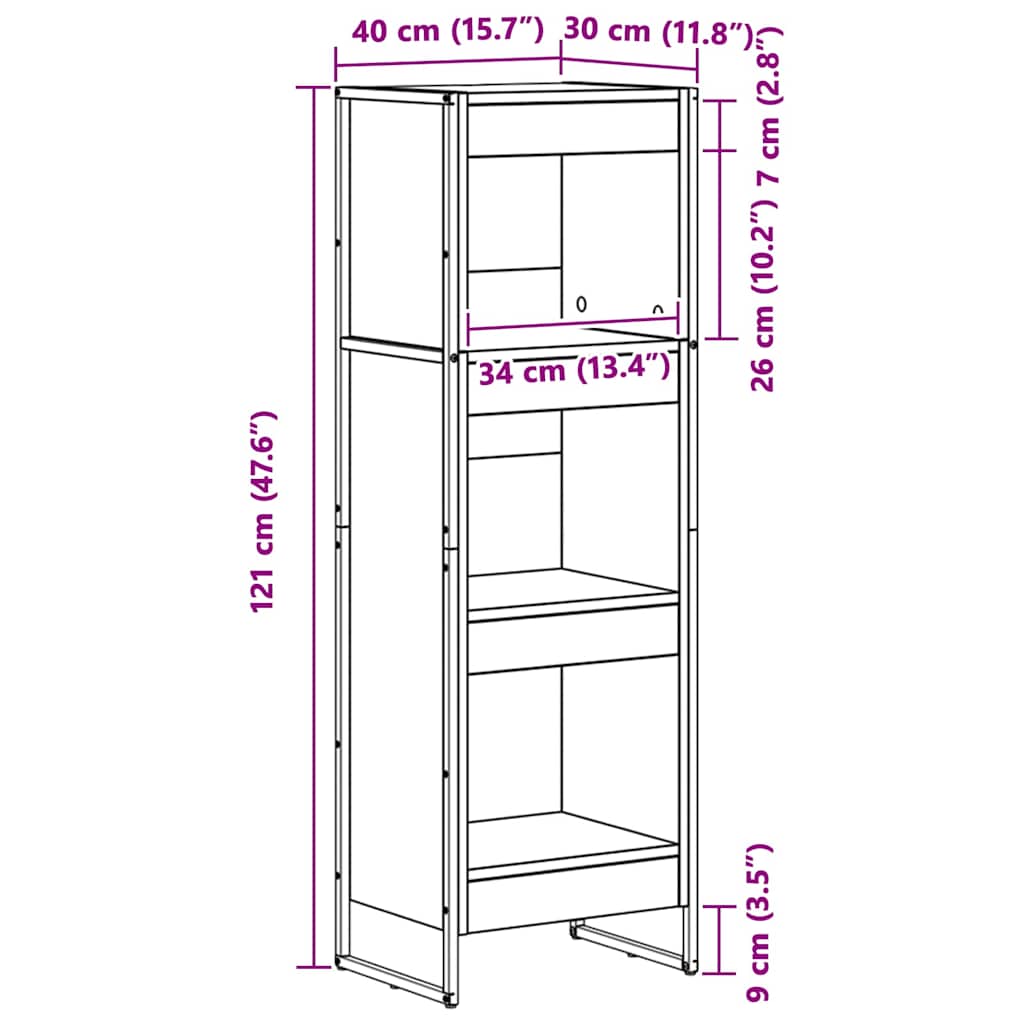 Bokskåp Grå Sonoma 80 x 30 x 155 cm Konstruerat trä