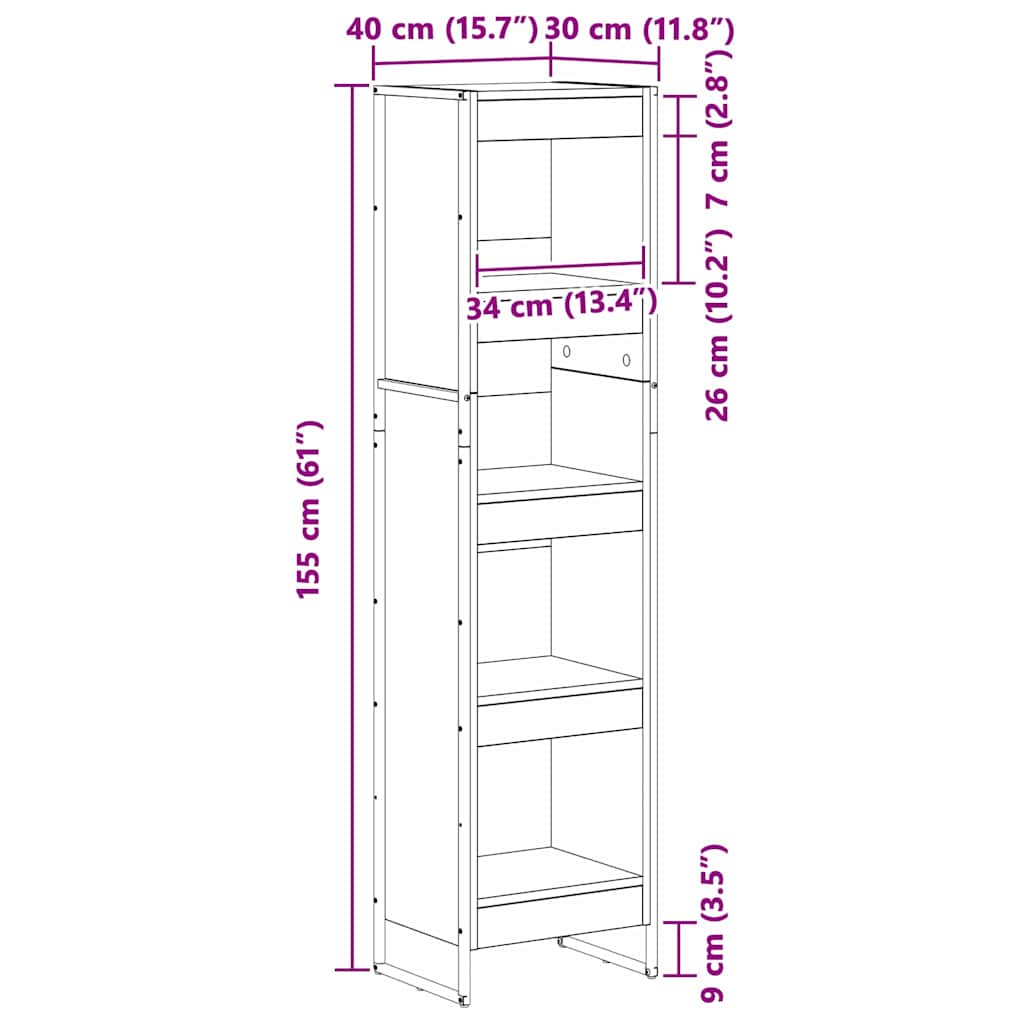 Bokskåp Rökek 80 x 30 x 155 cm Konstruerat trä