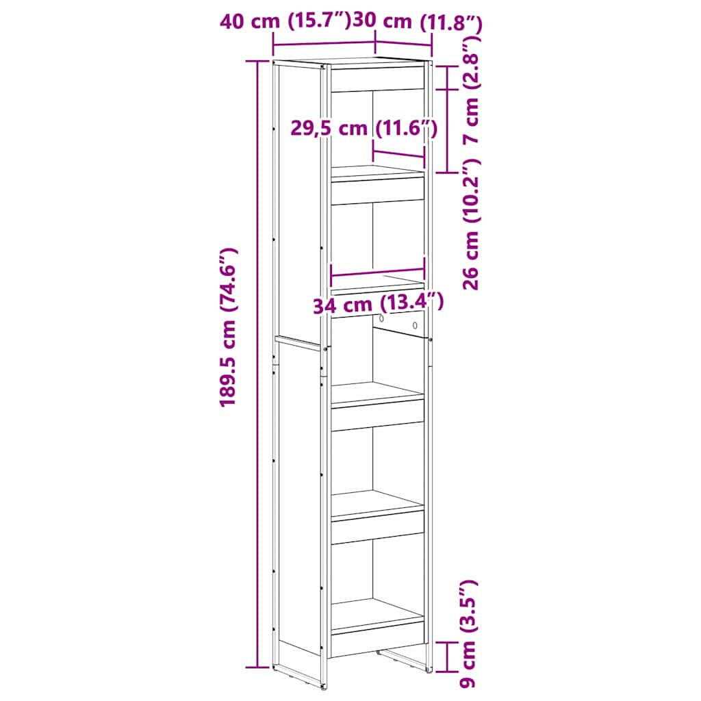 Bokskåp Artisan Ek 80 x 30 x 155 cm Konstruerat trä