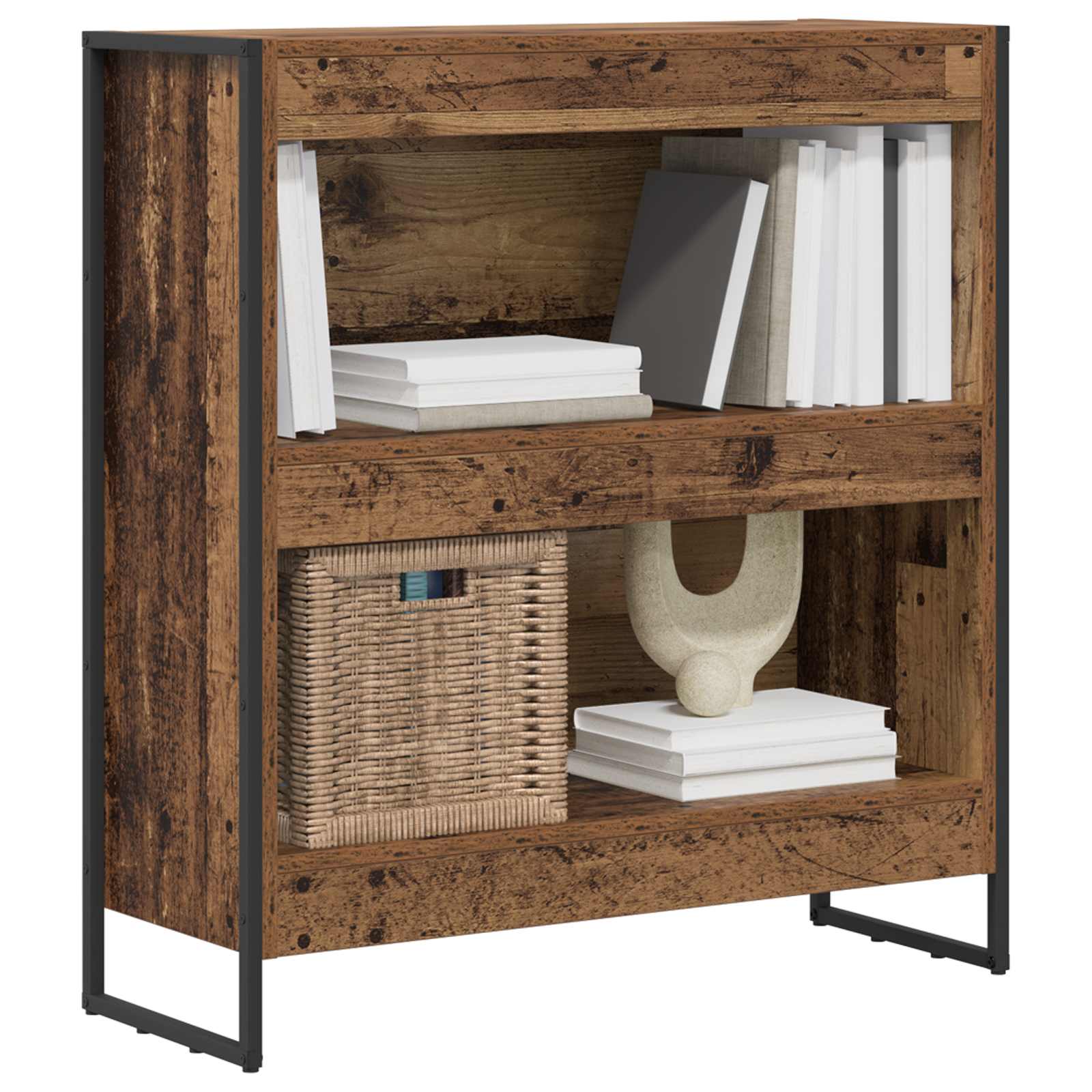 Bokskåp Gammalt trä 80 x 30 x 155 cm Konstruerat trä