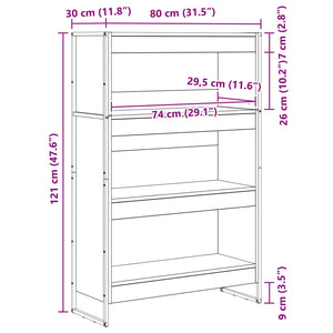 Bokskåp Svart Ek 80 x 30 x 155 cm Konstruerat trä