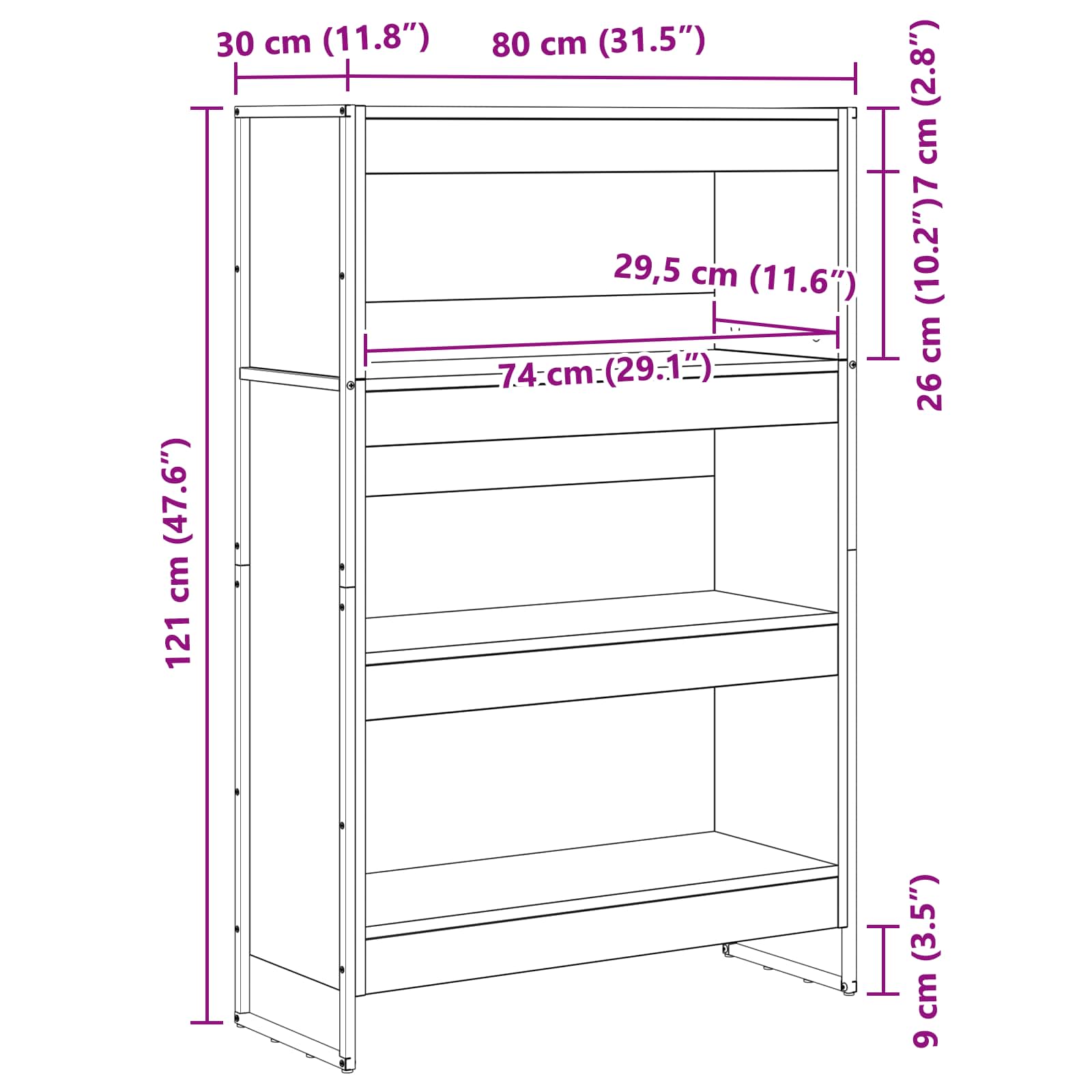 Bokskåp Artisan Ek 80 x 30 x 155 cm Konstruerat trä
