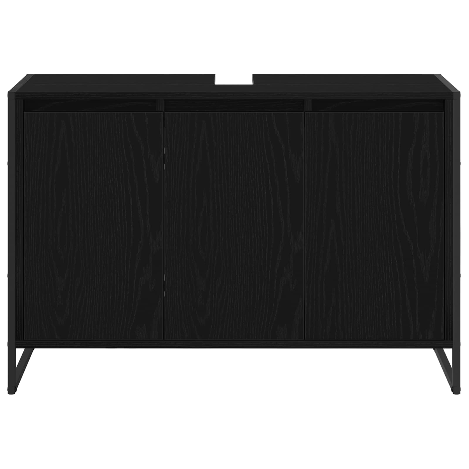 Badrumsskåp med dörr Svart Ek 90 x 30 x 60 cm Konstruerat trä