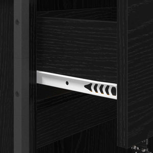 Badrumsskåp med låda Svart Ek 40 x 30 x 180 cm Konstruerat trä