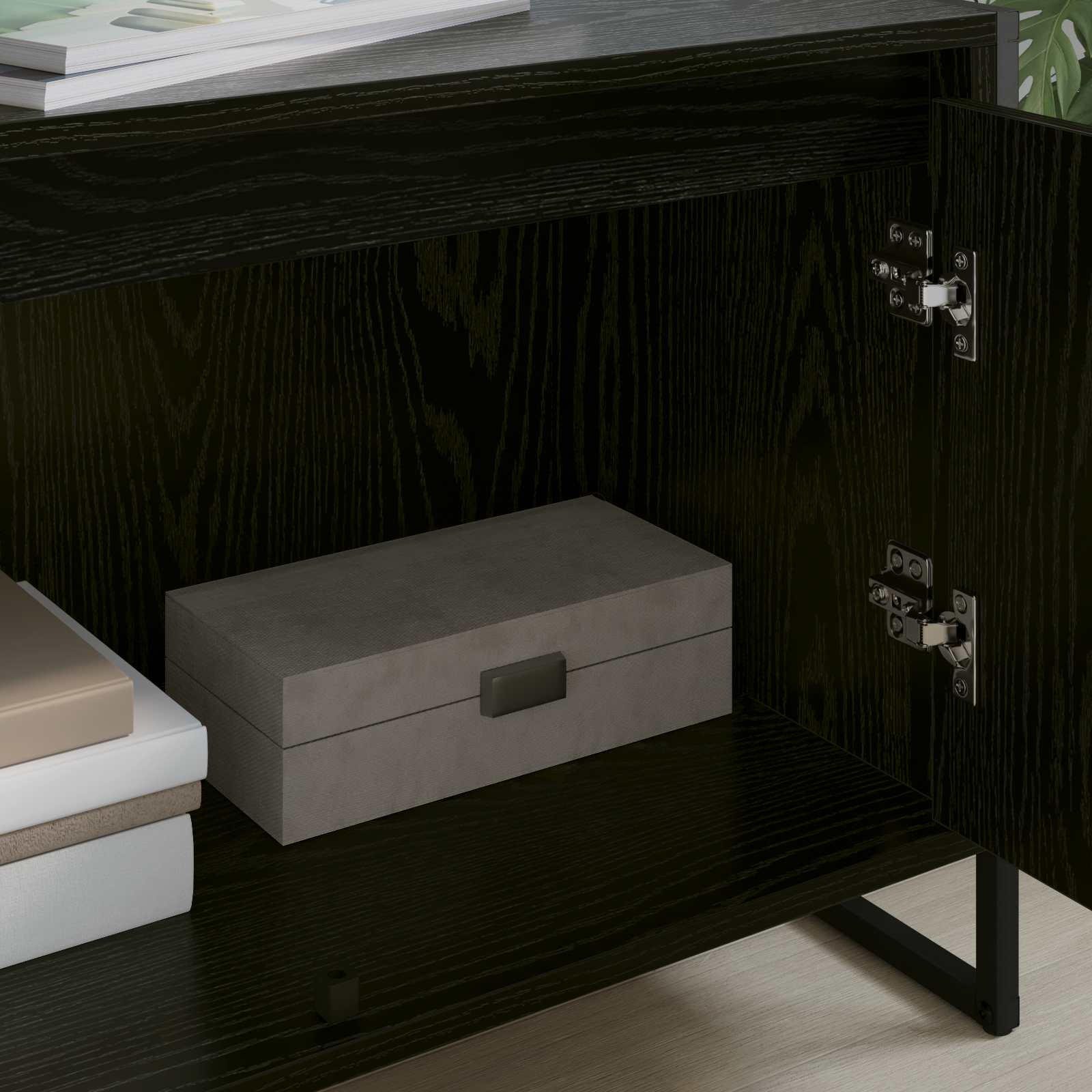 TV-skåp Svart Ek 140 x 36 x 49,5 cm Konstruerat trä