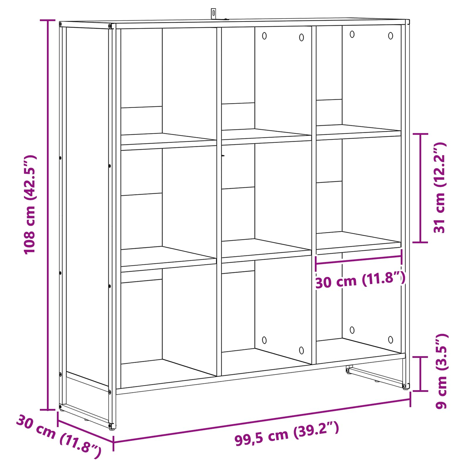 Bokskåp Svart Ek 99.5 x 30 x 108.5 cm Konstruerat trä