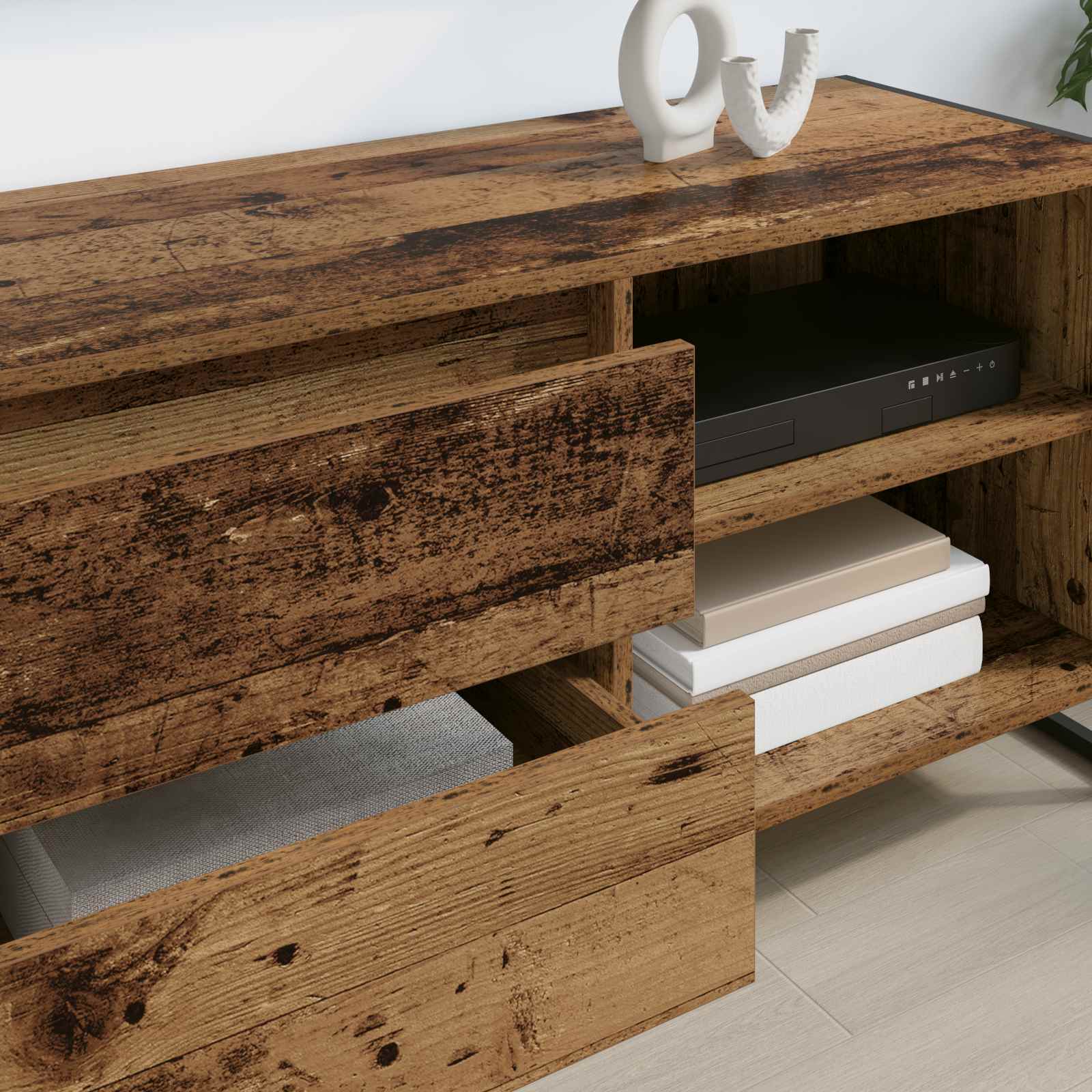 TV-skåp med låda Gammalt trä 100 x 36 x 49,5 cm Konstruerat trä