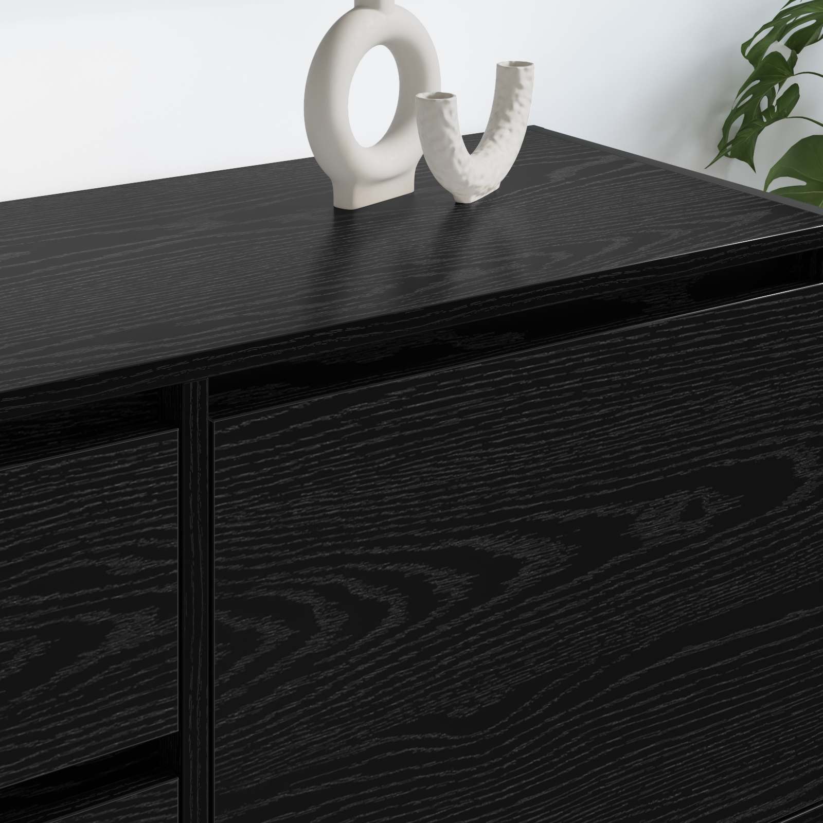 TV-skåp med låda Svart Ek 100 x 36 x 49.5 cm Konstruerat trä