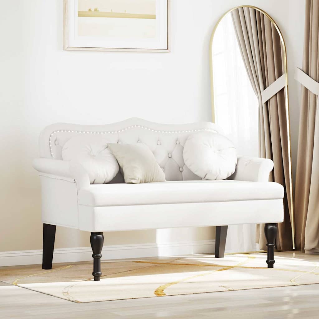 Chesterfield Bänk Vit 120,5 x 65 x 75 cm Konstläder