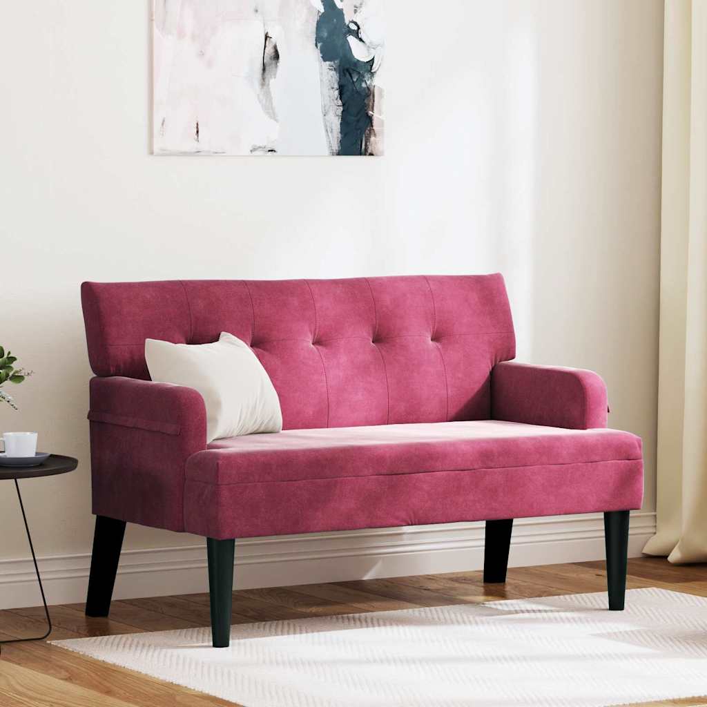 Chesterfield Bänk Vinröd 112 x 65,5 x 75 cm Sammet