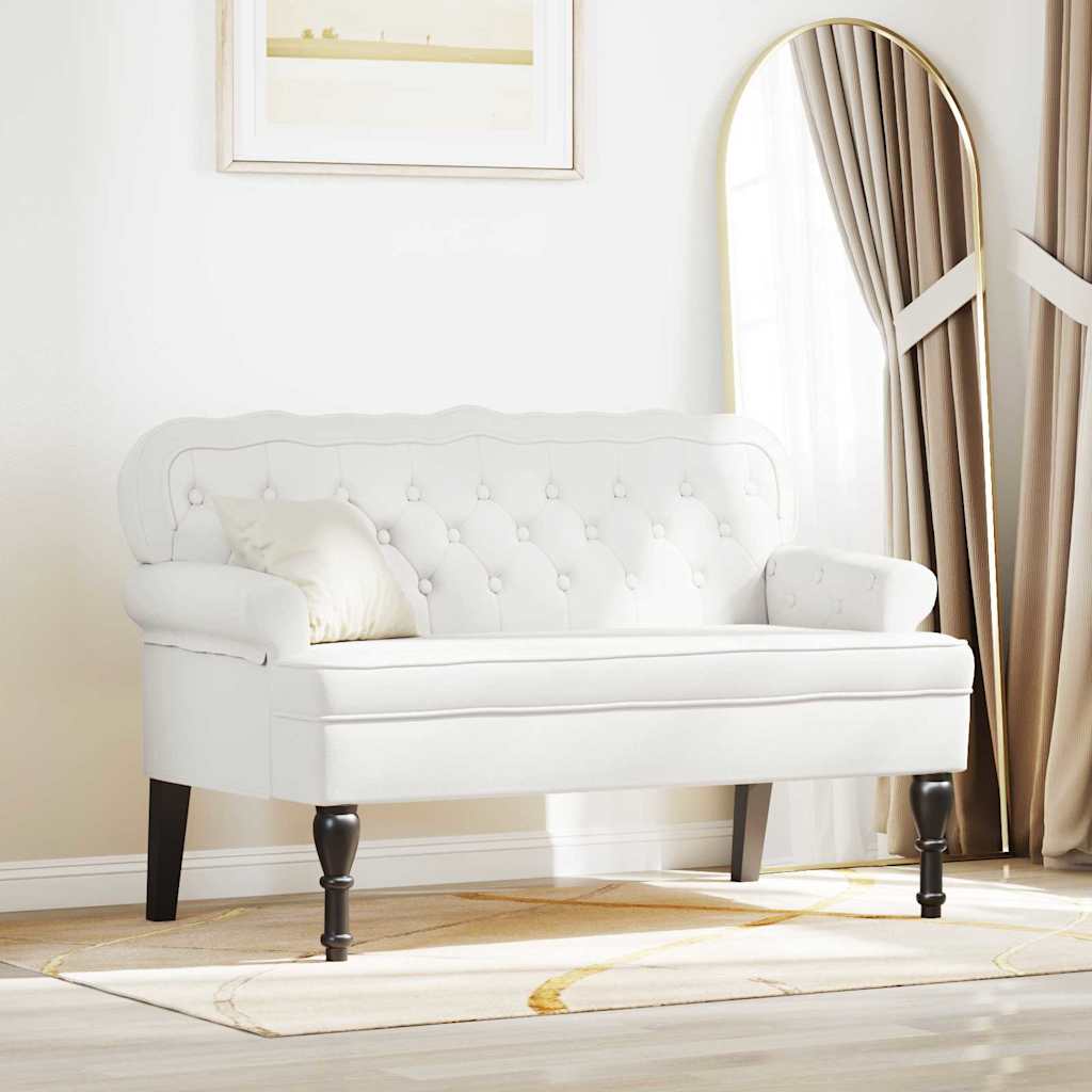 Chesterfield Bänk Vit 119,5 x 64,5 x 75 cm Konstläder
