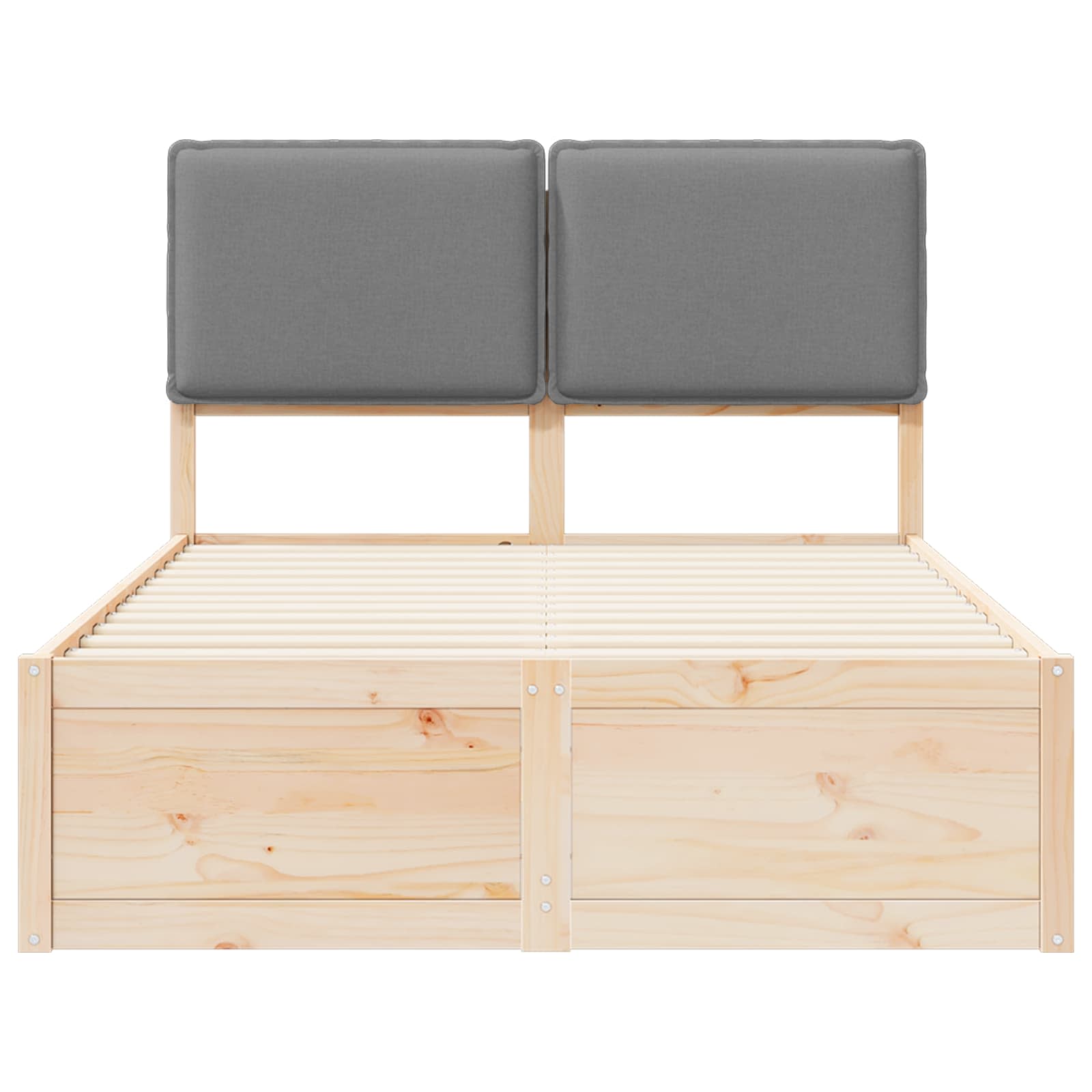 Sängram med Klädd Huvudgavel Ljusgrå 120 x 200 cm Massiv furu