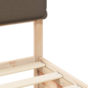 Sängram med Klädd Huvudgavel Taupe 120 x 200 cm Massiv furu