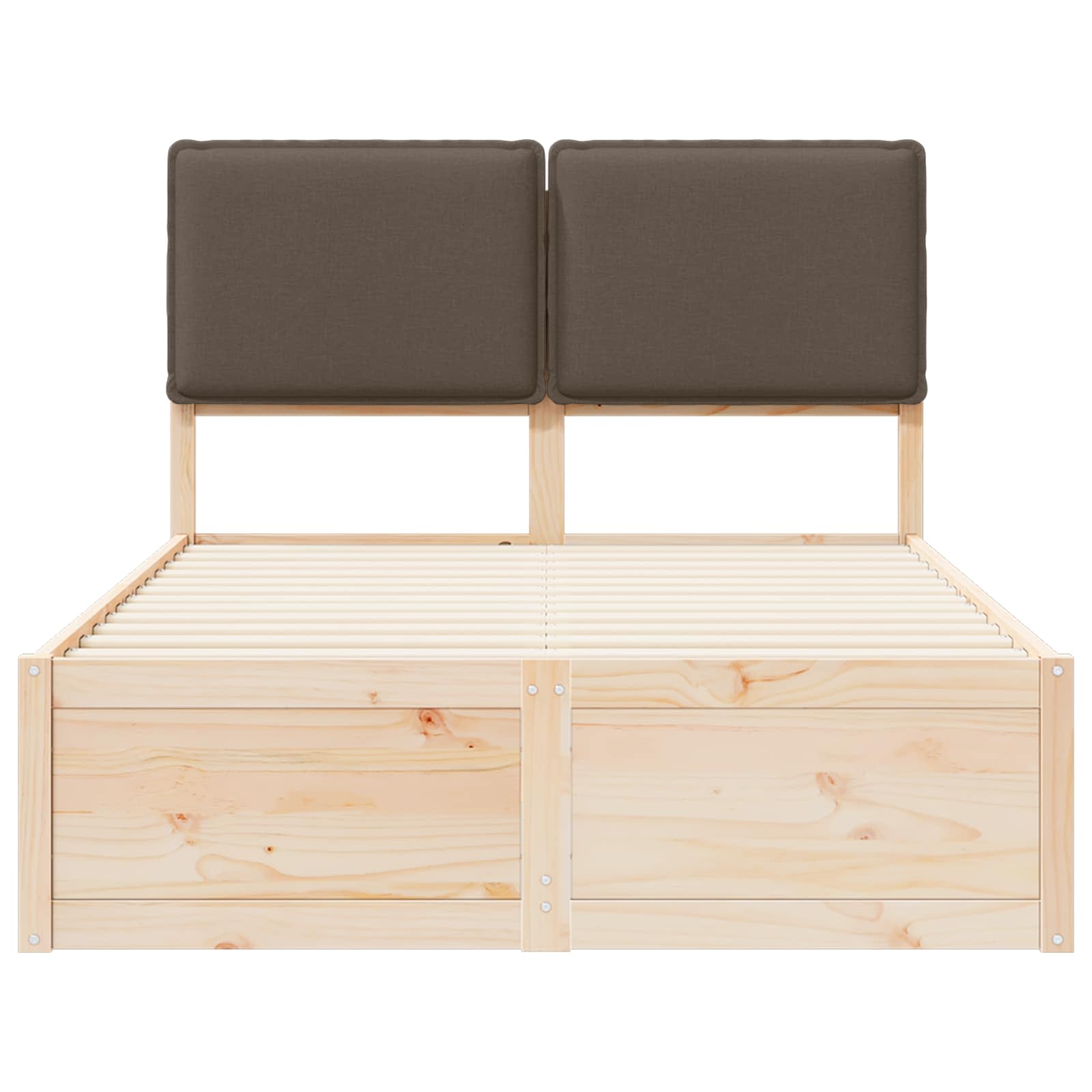 Sängram med Klädd Huvudgavel Taupe 120 x 200 cm Massiv furu