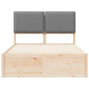 Sängram med Klädd Huvudgavel Ljusgrå 120 x 190 cm Massiv furu