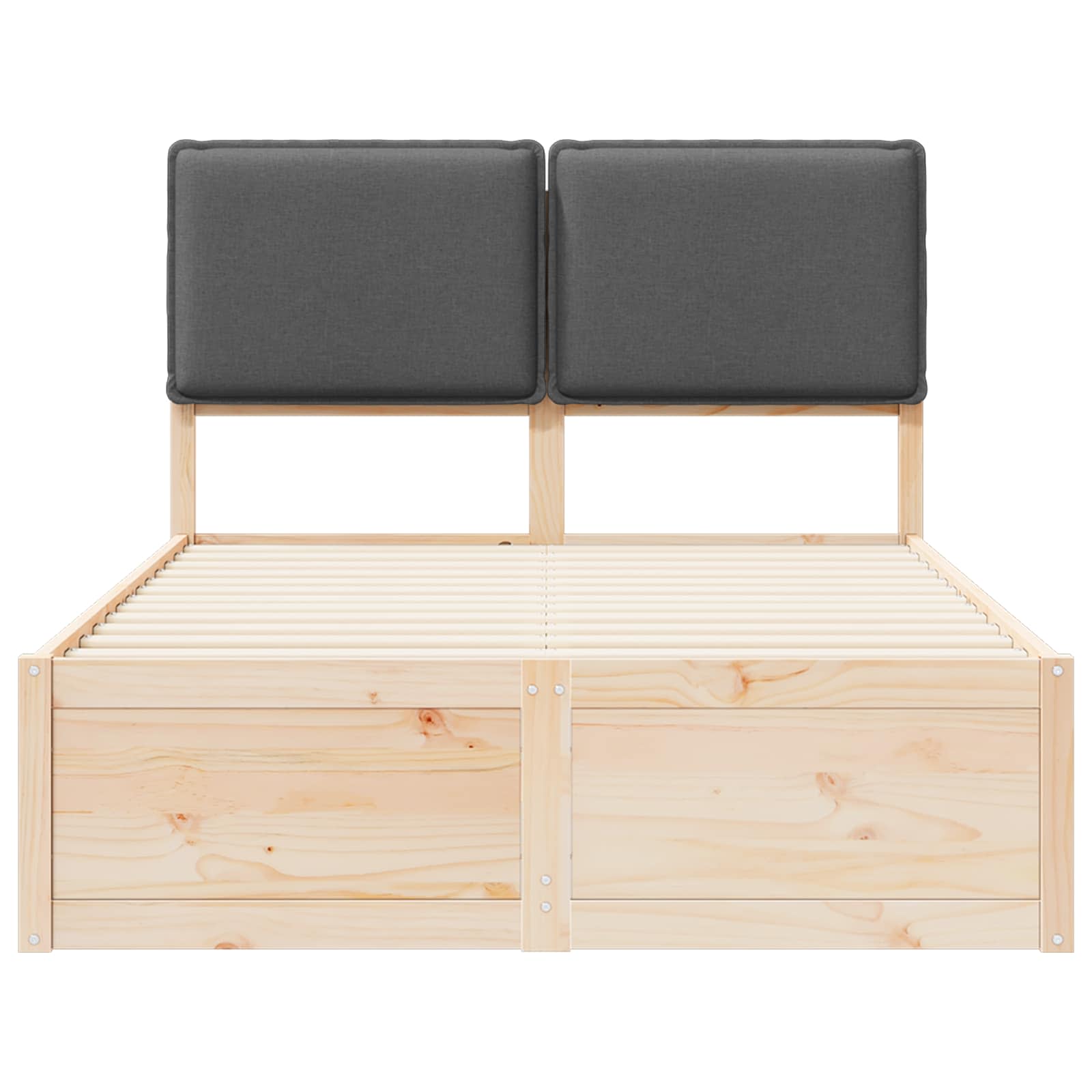 Sängram med Klädd Huvudgavel Mörkgrå 120 x 190 cm Massiv furu