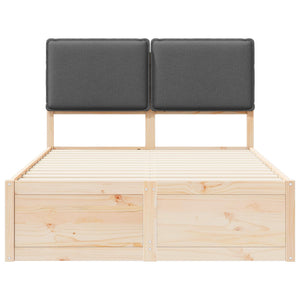 Sängram med Klädd Huvudgavel Mörkgrå 120 x 190 cm Massiv furu