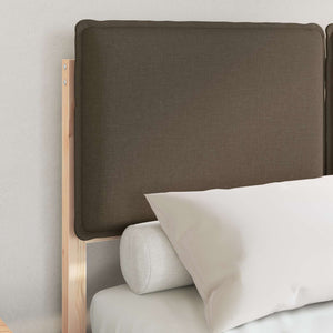 Sängram med Klädd Huvudgavel Taupe 120 x 190 cm Massiv furu