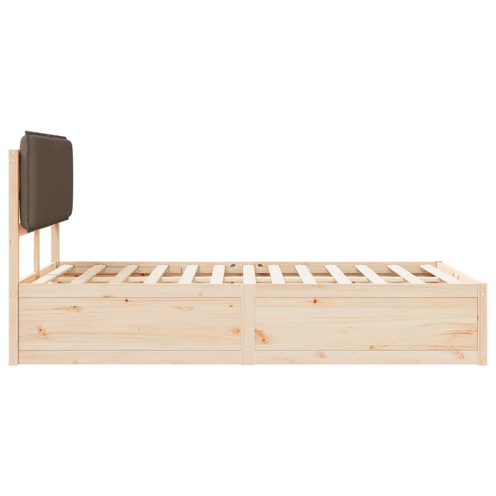 Sängram med Klädd Huvudgavel Taupe 120 x 190 cm Massiv furu