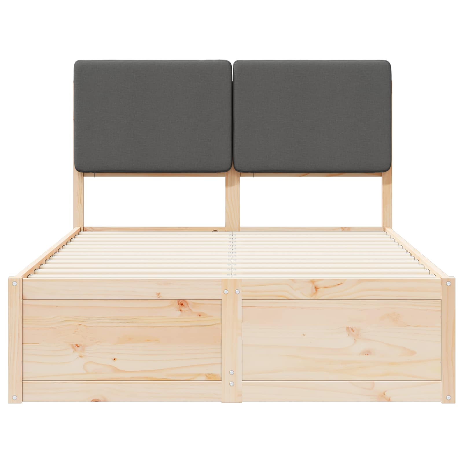 Sängram med Klädd Huvudgavel Mörkgrå 120 x 200 cm Massiv furu