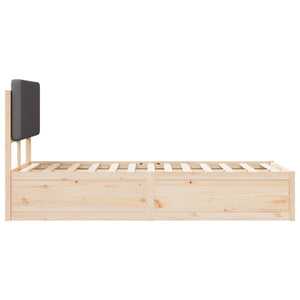 Sängram med Klädd Huvudgavel Mörkgrå 120 x 200 cm Massiv furu