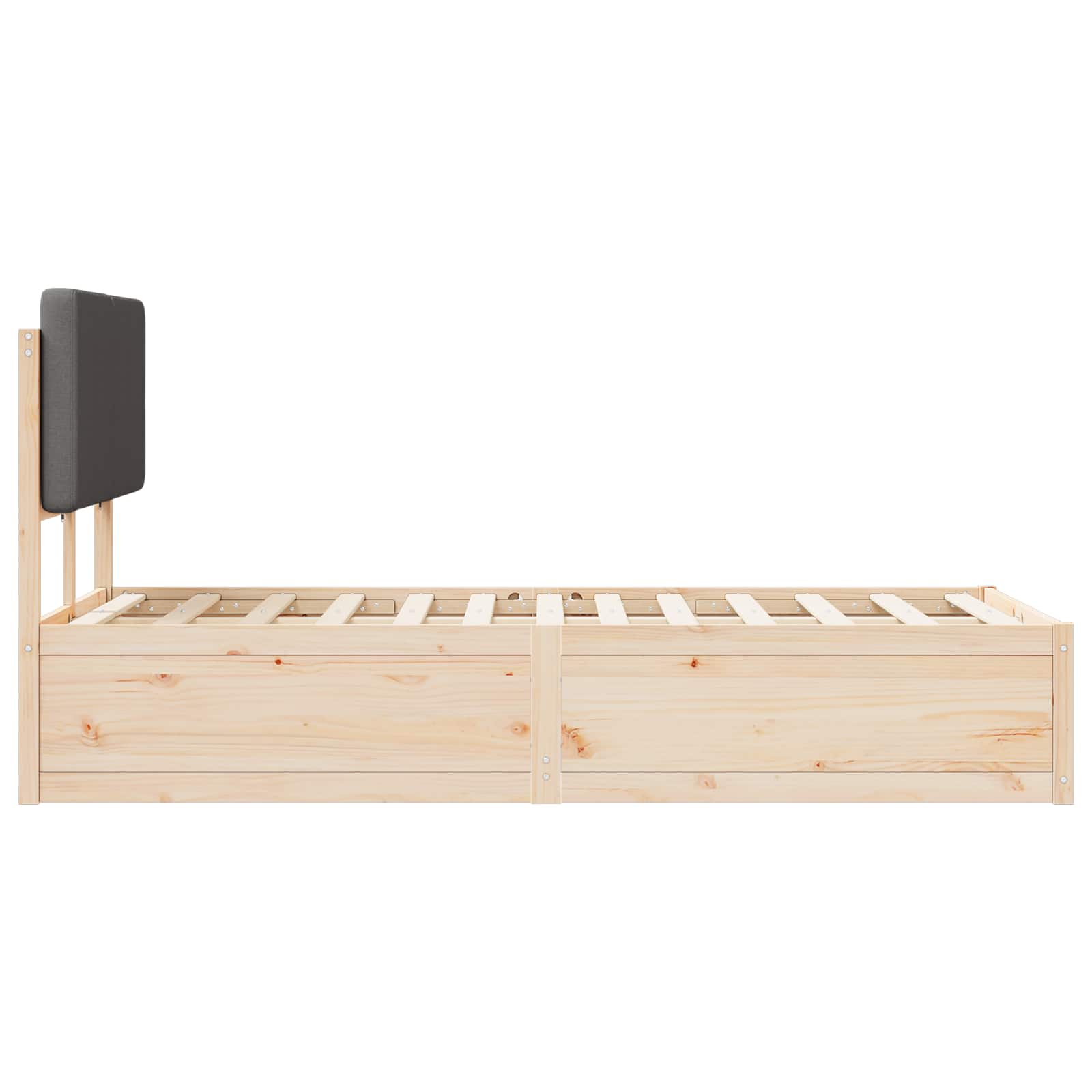 Sängram med Klädd Huvudgavel Mörkgrå 120 x 190 cm Massiv furu