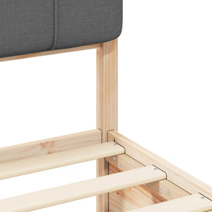 Sängram med Klädd Huvudgavel Mörkgrå 120 x 200 cm Massiv furu