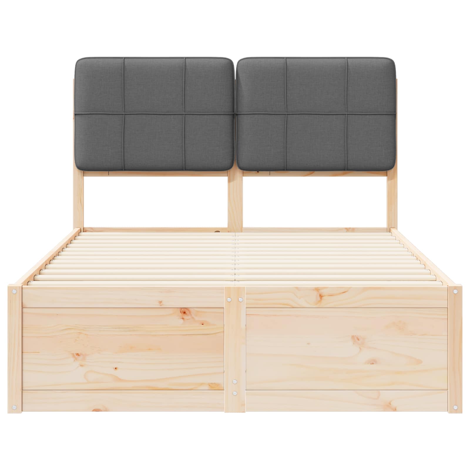 Sängram med Klädd Huvudgavel Mörkgrå 120 x 200 cm Massiv furu