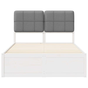 Sängram med Klädd Huvudgavel Ljusgrå 120 x 200 cm Massiv furu