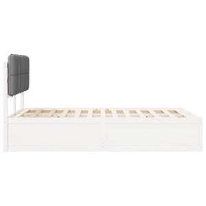 Sängram med Klädd Huvudgavel Ljusgrå 120 x 200 cm Massiv furu